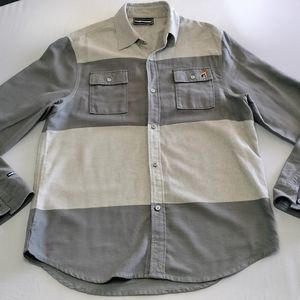 The Hundreds Adam Bomb Long Sleeve Button Up Shirt Dark Grey Flannel Size XL